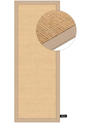 Benuta Alfombra de sisal con Cenefa, Yute, Beige, 68 x 240 x 2 cm