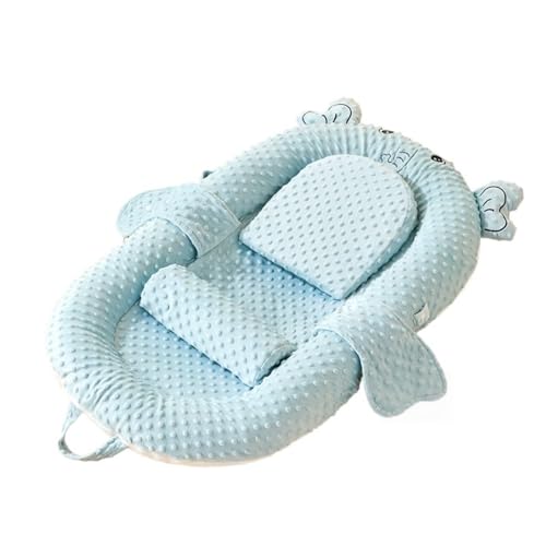 BRZU ベビースージングスリープベッド、折りたたみ式小型ベビーベッド、赤ちゃんの嘔吐や驚きを防ぎ、寝返りやベッドへの圧迫を防ぎ、取り外し可能で洗濯可能、母親の手を解放、おもちゃラック付き、柔らかく肌に優しい素材、新生児への贈り物 (ブルー,スロープマット