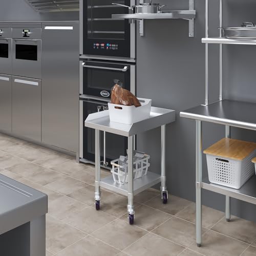 Image of AmGood Stainless Steel Equipment Stand with Undershelf + Casters, Heavy Duty, Commercial Grade, NSF Certified (24 inch Width x 18 inch Length + Casters)