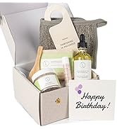 Happy Birthday Spa Gift Box, Natural Self Care Package for Women, Including 6 pc: Soap, Foot Salt...