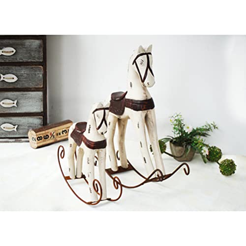Décoration bureau cheval en bois blanc : ornement de maison rétro innovant - 5