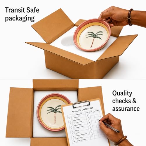 Image of Ceramic Snack Bowl Set for Serving, Dessert & Fruits | Multipurpose Kitchen Bowls Set | Premium Aesthetic Small Serving Bowl Palm Tree Design | Pack of 1| 700ml