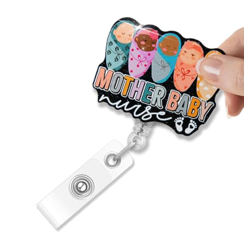 Msticey Mother Baby Nurse Glitter Retractable Badge Holder,