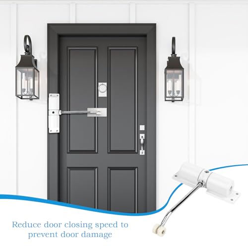 2 Stück Automatischer Türschließer Innentür, Einstellbar Türschließer Ohne Bohren, Federbelasteter Türschliesser mit Montageplatte und Schrauben, Door Closer für Zimmertür, Gartentor, Glastür, Haustür