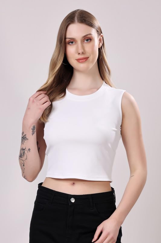 Image of London Hills Women Tops | Crop Top for Woman | Tank Tops for Woman | Sleeveless Tops' for Women Stylish | Halter Neck | Stretchable Crop Top | Ribbed Top'