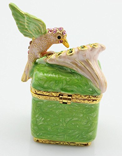Znewlook Newest Crystals Wedding Favor Gift Box Jewelry Trinket Ring Bird Trinket Box Case (Green) #TOP2