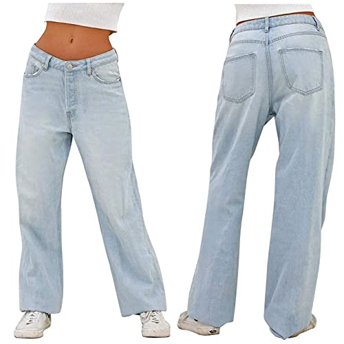 Jean Baggy Dégradé à Taille Haute pour Femme