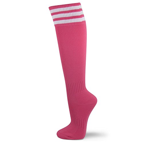 COUVER Unisex Knee High Triple Stripe Youth Athletic Nylon Soccer Tube Socks