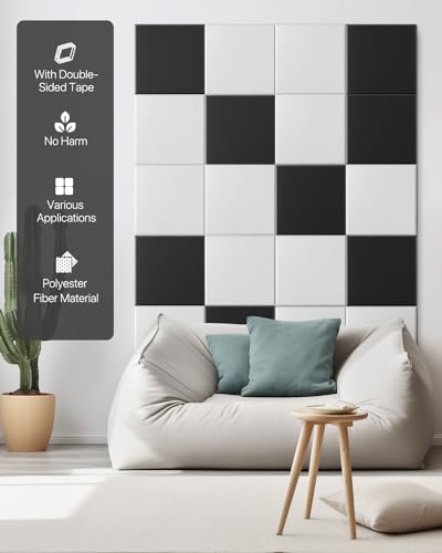 Acoustic Panels Sound Absorbing Self-Adhesive, Acoustic Wall Panels 18 Pack Wall Decoration Soundproof Wall Panels High-Density Sound Proofing Panels Tiles For Walls 12\" X 12\" X 0.4\"