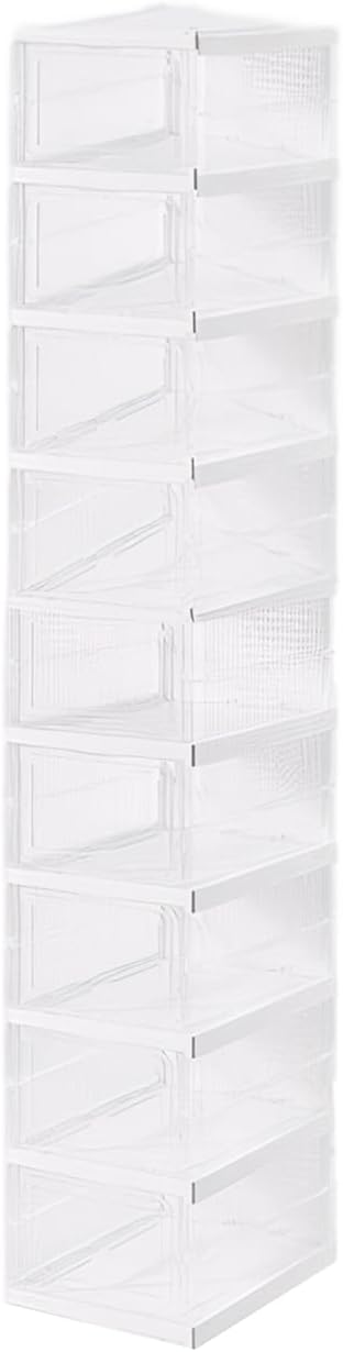 yiooskl 透明窓シューズラック折りたたみと多層収納オーガナイザーボックスPPキャビネット収納オーガナイザーボックスおもちゃ本