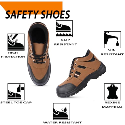 Image of ELECANT Lace-up Steel Toe Safety Shoes for Factory and Industrial Work for Men