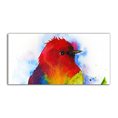 Tableau acrylique 120x60cm oiseau aquarelle pour masquer un mur vide