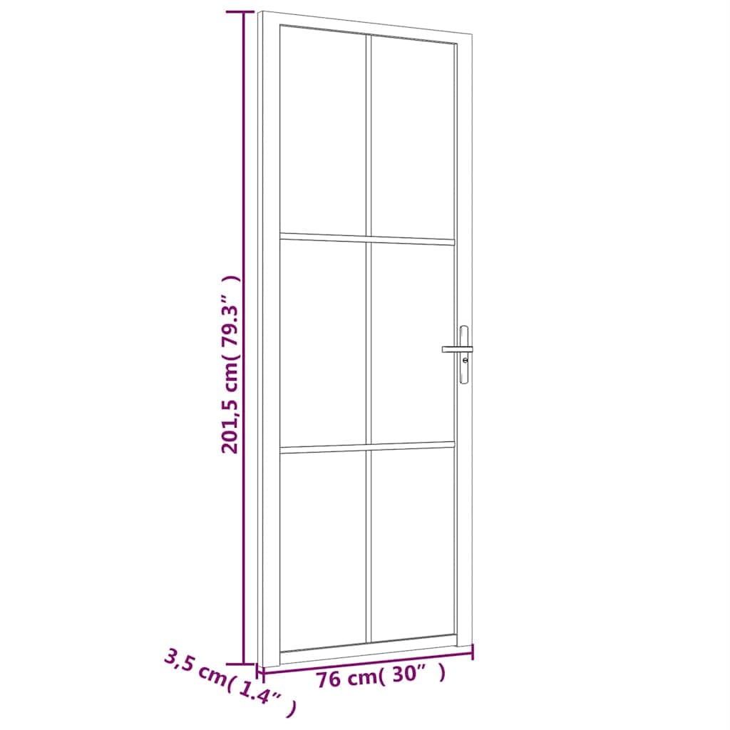 vidaXL Innentür Modernes Design Glastür Komplettset Zimmertür Tür Drehtür Wohnungstür mit Montagezubehör 76x201,5cm Weiß Mattglas Aluminium