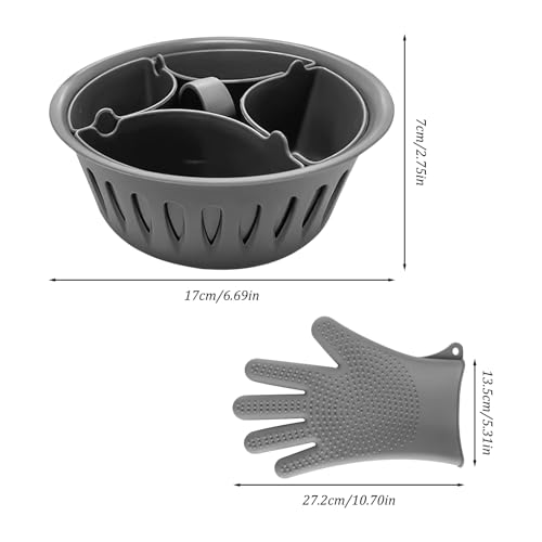 Thermomix Zubehör, 2-in-1 Eierkocher und Pochierer für Thermomix TM5 TM6, Pochierte Eier Form für Thermomix TM5 TM6, Eierformer für Gekochte Eier, Frühstück Eierdampfer und Handschuhe