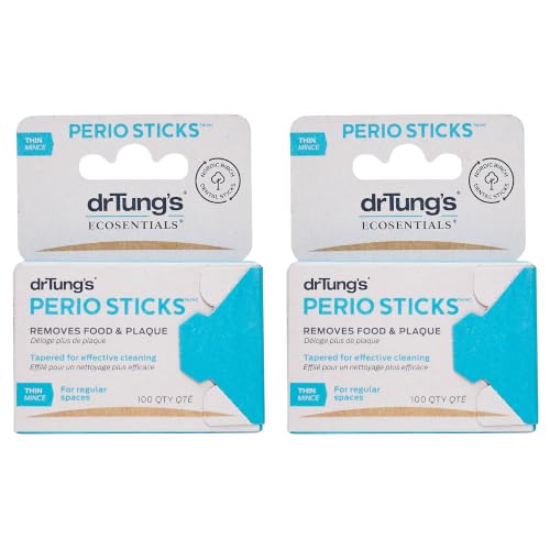 DrTung's Dental Sticks for Teeth & Gum Cleaning - Thin, 100 Count, 2 Pack