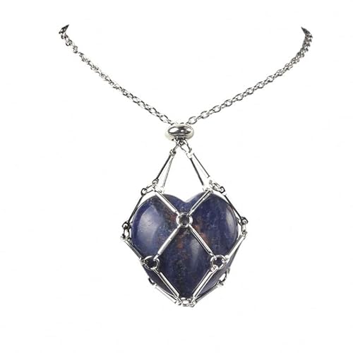 �N���X�^������n�[�g�y���_���g ���^�����b�V���P�[�W�t�� �A���W�X�g�����n�[�g�h���b�v�y���_���g DIY �l�b�N���X�W���G���[�쐬�p(Blue Lace Agate)