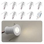 HHTUN 902 30°LED mini Spotlight,DC12V 1W,80Ra,75lm,Small Size,Embedded Installation,Suitable for Cabinet Lighting Such as Wine cabinets,Shoe cabinets,etc.,with Power Supply (White,3000K,9Pack)