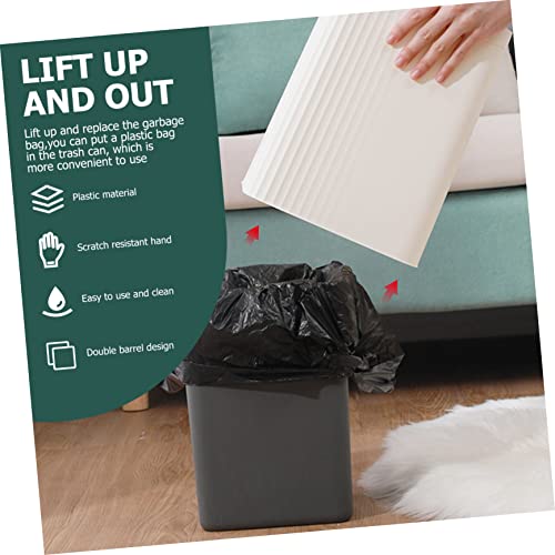 Caneca de basura rectangular de plástico con tapa 5L blanco miniatura 6