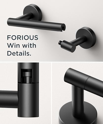 Image of FORIOUS Toilet Paper Holder Wall Mount, Stainless Steel Rustproof Double Post Pivoting Tissue Roll Holder for Bathroom, Commercial Toilet Paper Dispenser (2 Pack, Matte Black)