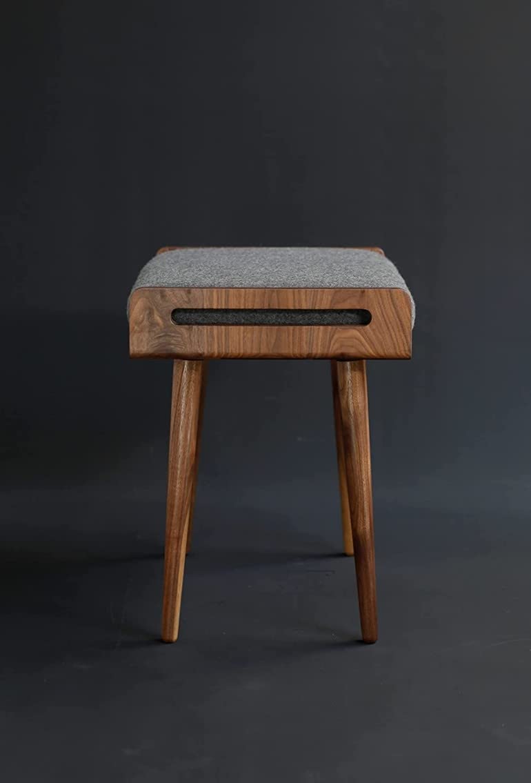 IThree Solid sheesham Wood Furniture Stool/Seat/Ottoman/Bench in Solid Sheesham Wood Stool with Cushion | Sitting Chair with Handle Natural Finish 3