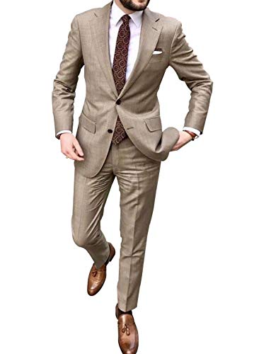 Men's 2 Pieces Khaki Suits Wedding Suits for Men Groom Tuxedos