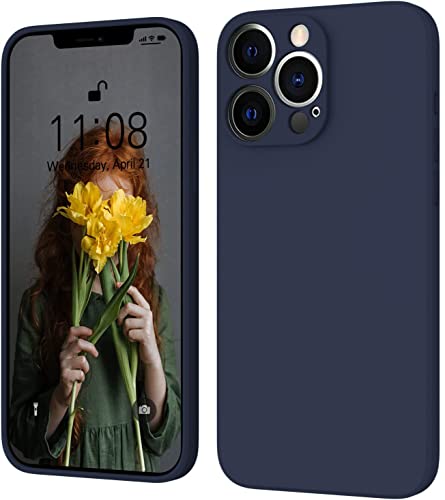 Image of DIZORO Square Candy Liquid Silicone iPhone Case Cover Compatible for iPhone 13 Pro Max, All Cube Series with Microfiber Lining Compatible iPhone 13 Pro Max (6.7 inch) - Dark Blue