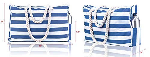 Beach Bag and Pool Bag Has Cooler Pocket, 7 Pockets Total, Zip Top. Family Size Waterproof Beach Tote - Image 7