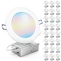 Sunco 24 Pack 6 Inch LED Recessed Ceiling Lights Ultra Thin, Canless Slim with Metal Junction Box, 1100 LM Selectable CCT 2700K/3000K/4000K/5000K/6000K, Dimmable, 11W=75W, Wafer Thin.