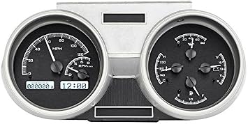 Dakota Digital 66 67 Oldsmobile Cutlass VHX Analog Dash Gauge System Black Alloy White VHX-66O-CUT-K-W