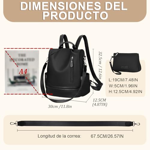 Eshow Mochila Mujer Antirrobo, se Puede como Bolsa Bandolera o Bolso de Mano, Bolso Casual para Trabajo Viaje Escuela Compras - imagen 5