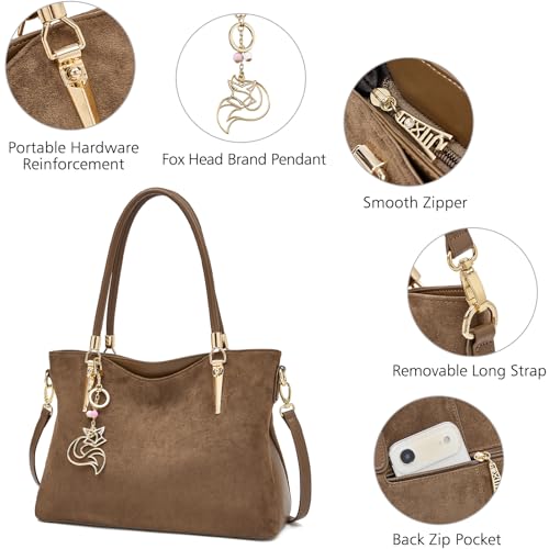 Image of FOXLOVER Soft Genuine Leather Medium Purses for Women Tote Bag Handbags with Top-handles Shoulder Satchel Purse