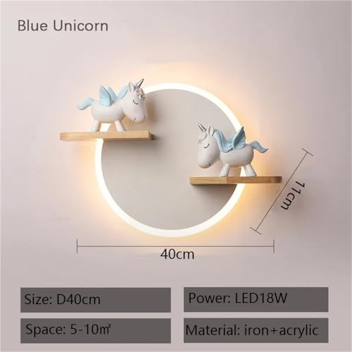 Veilleuse licorne murale bleue décoration créative pour chambre de bébé - 3