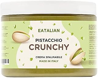 EATALIAN by AMZ BETTER Spreadable Crunchy Pistachio Cream 200 Grams, Pistachio Cream with Grains of Pistachio, Protein Paste, Sweet Taste, Ideal on Bread and for Filling Cakes, Made in Italy