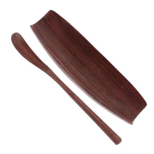 Cabilock Tea Leaf Storage Dish Gongfu Tea Tools Accessories Black Walnut Wood Tea Scoop Set Strainer for Tea Ceremony