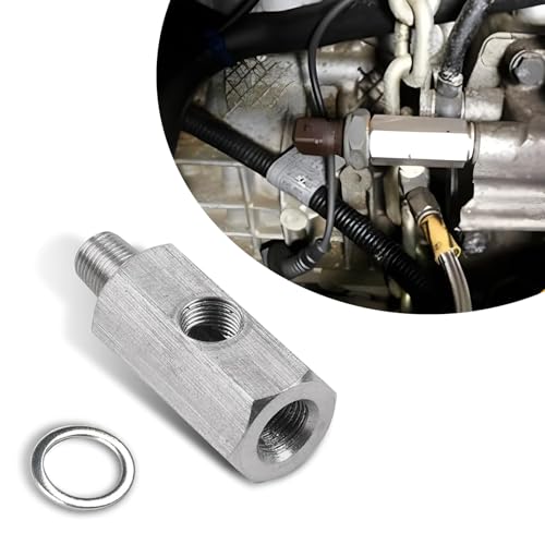 ijuicy 1 PC 1/8 NPT Tee Oil Pressure Sensor Adapter, 1/8 NPT Female to 1/8 NPT Male with 1/8 NPT Side Port, Oil Pressure Gauge Fitting Turbo Supply Feed Line Connector for Most Cars (Sliver)