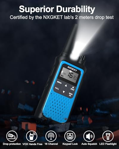 NXGKET Walkie Talkies for Adults Long Range,2Pcs PMR446 Rechargeable walkie talkie w/Built-In Batteries,16 Channels Radios with USB Type-C Cable,VOX Hand-free Auto Squelch for Outdoor Camping Hiking - Image 3