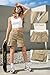 IVIR Womens Shorts Bermuda Cargo Shorts Knee Length 7 Inch Inseam Long with Pockets for Summer Y2K Fashion Khaki S