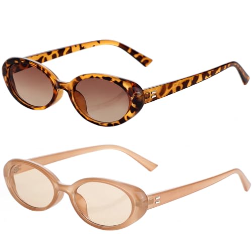 Image of Retro Oval Sunglasses for Women Men 90s Style Vintage Small Sun Glasses UV400 Protection Shades