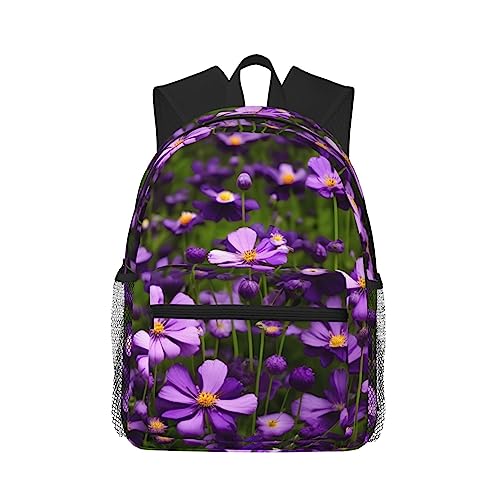 Sac à dos fleurs violettes avec poches pour homme et femme léger