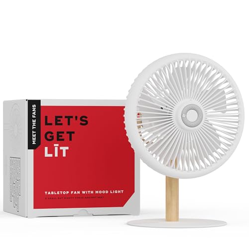 Image of NUUK LIT Cordless & Rechargeable 7 Inch Table Fan with Night Light & Remote Control | Auto Oscillation with 4 Wind Modes | BLDC Fan with Up To 12 Hour Run Time | Portable Table Fan for Home, Office