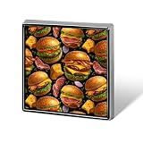 Broche cuadrado con diseño divertido de hamburguesas y carne, 1,8 cm (0,7 pulgadas), ideal para ropa y accesorios para hombres y mujeres.