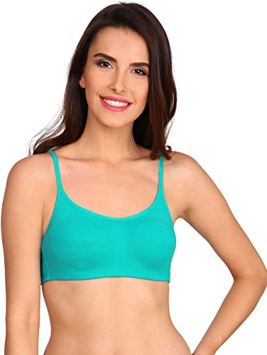 Image of Jockey Women's Wirefree Non-Padded High Coverage Super Combed Cotton Elastane Stretch Beginners Bra with Adjustable Straps Style SS12 Teal 38A