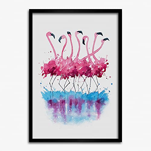 Peinture moderne de flamingos sous cadre photo 50x70 cm Tulup en bois MDF décoratif