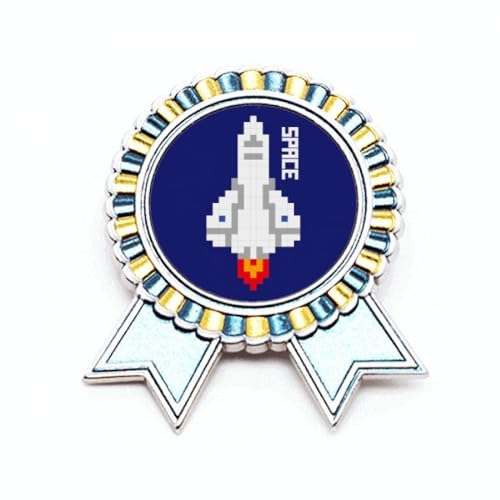 Broche fusée métal pixel badge médaille Universe Winner Award M