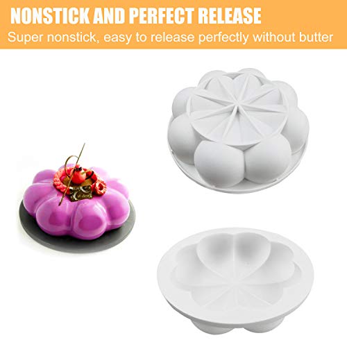 Joho Baking Silicone Molds for Mousse Cake, 3D Silicone Baking Mold Cakes, Dessert Molds for Pastry Chocolate, 8 Petal Flower - Thumbnail 4