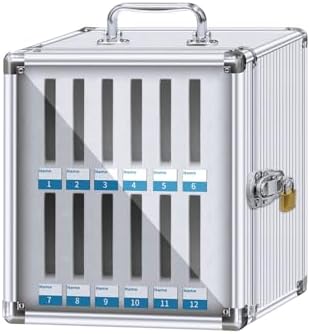 Aluminum Alloy Wall-Mounted Cell Phone Locker Cabinet – Pocket Chart Storage Box with Handle for Classroom, Office & Exam Use (28x19x36cm/11x7x14in)