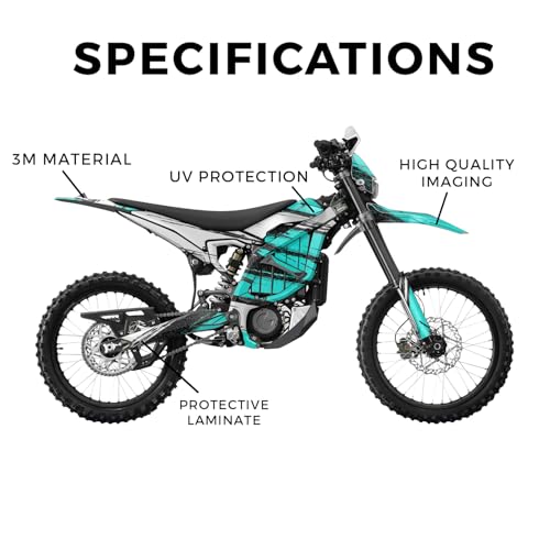 Image of Glossy Glitter Surron Ultra Bee Graphics Kit Wrap - Grunge Stripe Cyan - Sur-Ron Skin - Premium 3M Vinyl Protective Wrap Decal Cover - Easy to Apply | Crafted in The USA by MightySkins