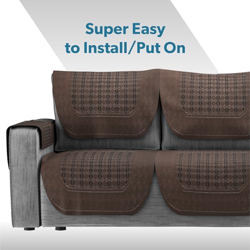 Image of Kuber Industries (Set of 16) Soft Stylish & Durable Cotton Sofa Covers 5 Seater with Arms | Aesthetic Sofa Protector & Slipcover for Living Room & Office | Galaxy 1704 - Dark Brown