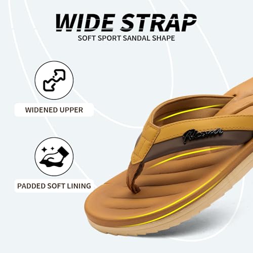 Image of Men's Flip Flops Sandal Casual Comfortable Outdoor Thong Sandals for Men Summer Beach Slides Lightweight Non-Slip Shoes with Soft Cushion Arch Support