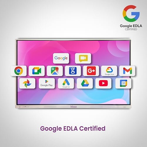 Image of Mieux Interactive Flat Panel for Education | 75 Inch Display | Silver and Black Bezel | 100-240V Input Voltage | Standby Power Consumption ≤0.5 Watt | Classroom Teaching and Learning Use